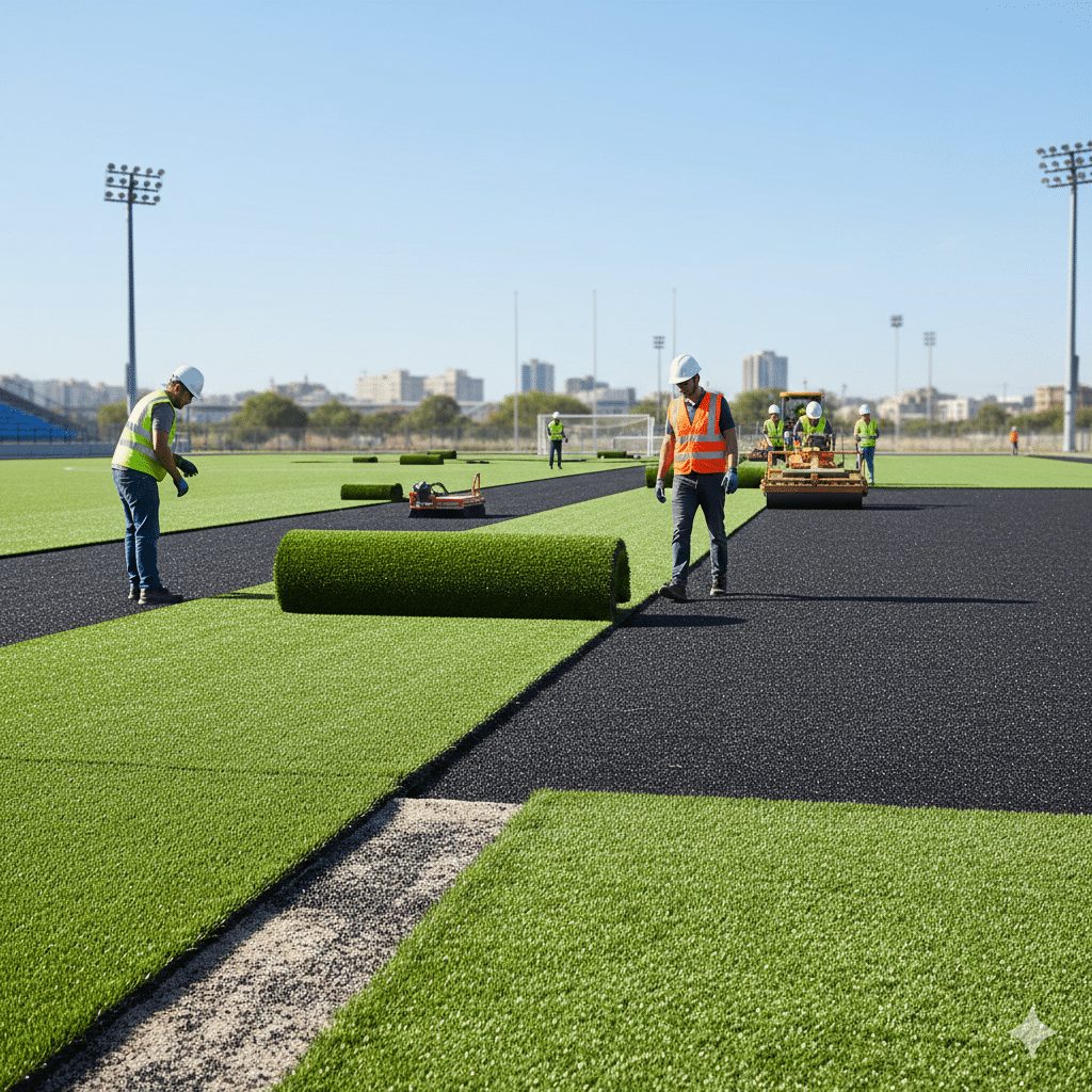 تركيب العشب الصناعي للملاعب